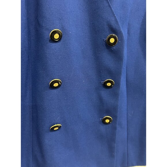 Vintage Le Suit II Double Breasted Blazer Jacket Blue Sz 18 Black Trim Formal - Picture 4 of 10